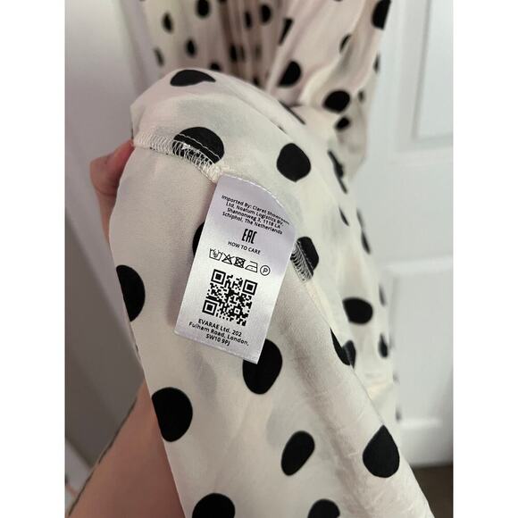 Evarae Alegra Dress in White and Polka Dot with Lace Trim Maxi Gown MSRP $500 - Picture 7 of 8